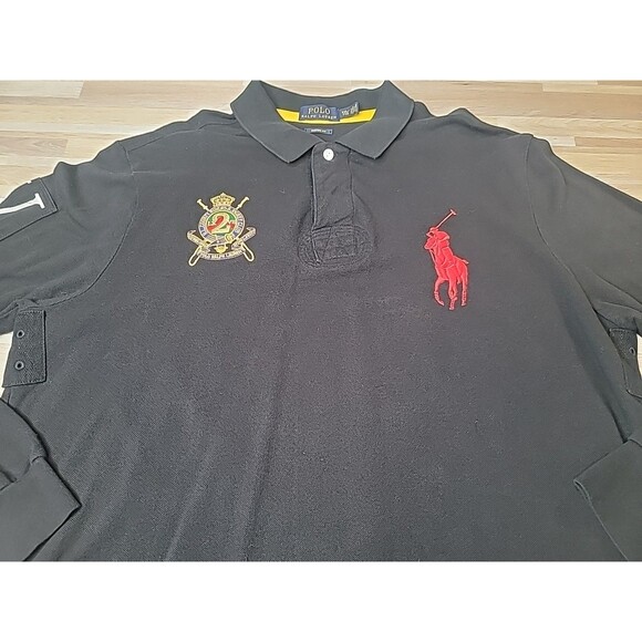 Polo Ralph Lauren Mens XXL Black Polo Shirt County Riders‎ & Jockey Club - Picture 6 of 15